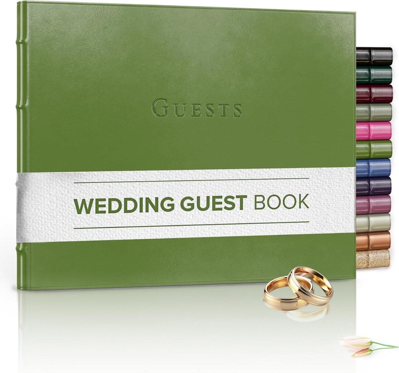 Gallery Leather Guest Book Wedding, Party, Special Events, add Polaroid Photos, 192 Lined Pages, Bonded Leather, Hardcover 7" x 9"